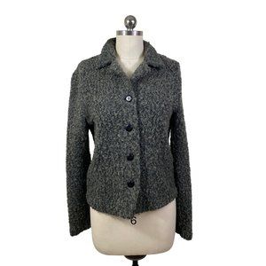 First Option Womens Gray Cardigan Sweater Jacket Small Wool Blend Textured Chic